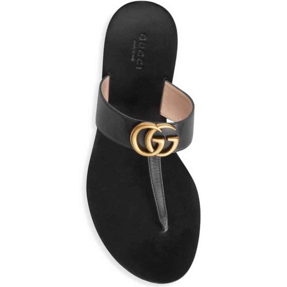 Gucci (Marmont leather thong Sandals w. double G)
